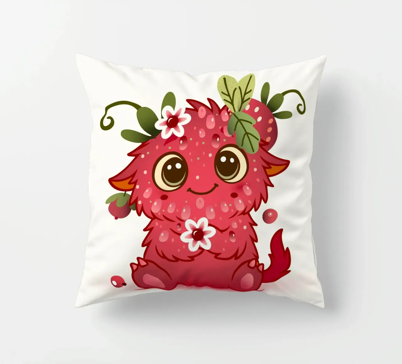 Simpatico mostro con design a lamponi cuscino da namosh