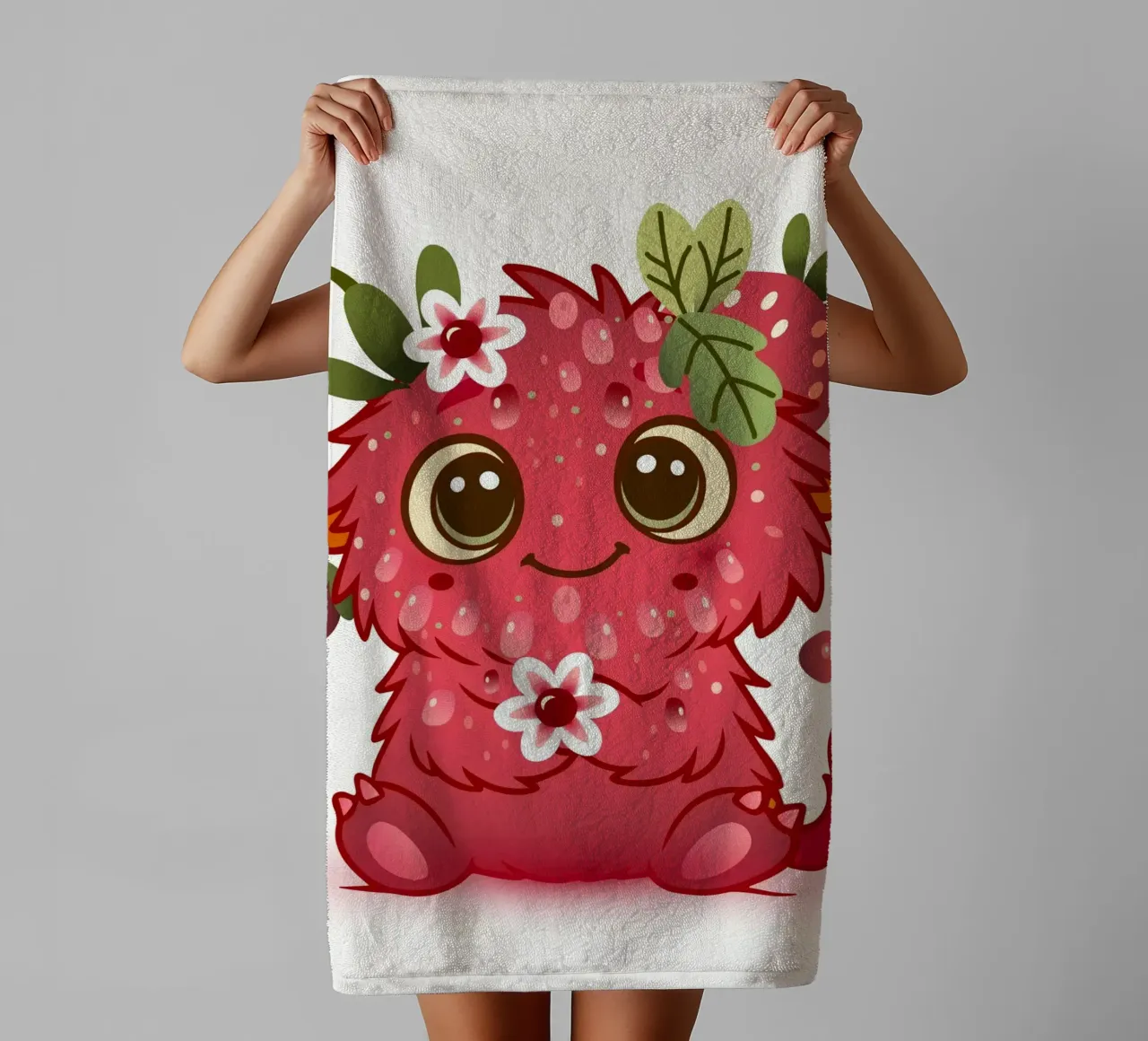 Simpatico mostro con design a lamponi asciugamano da bagno da namosh