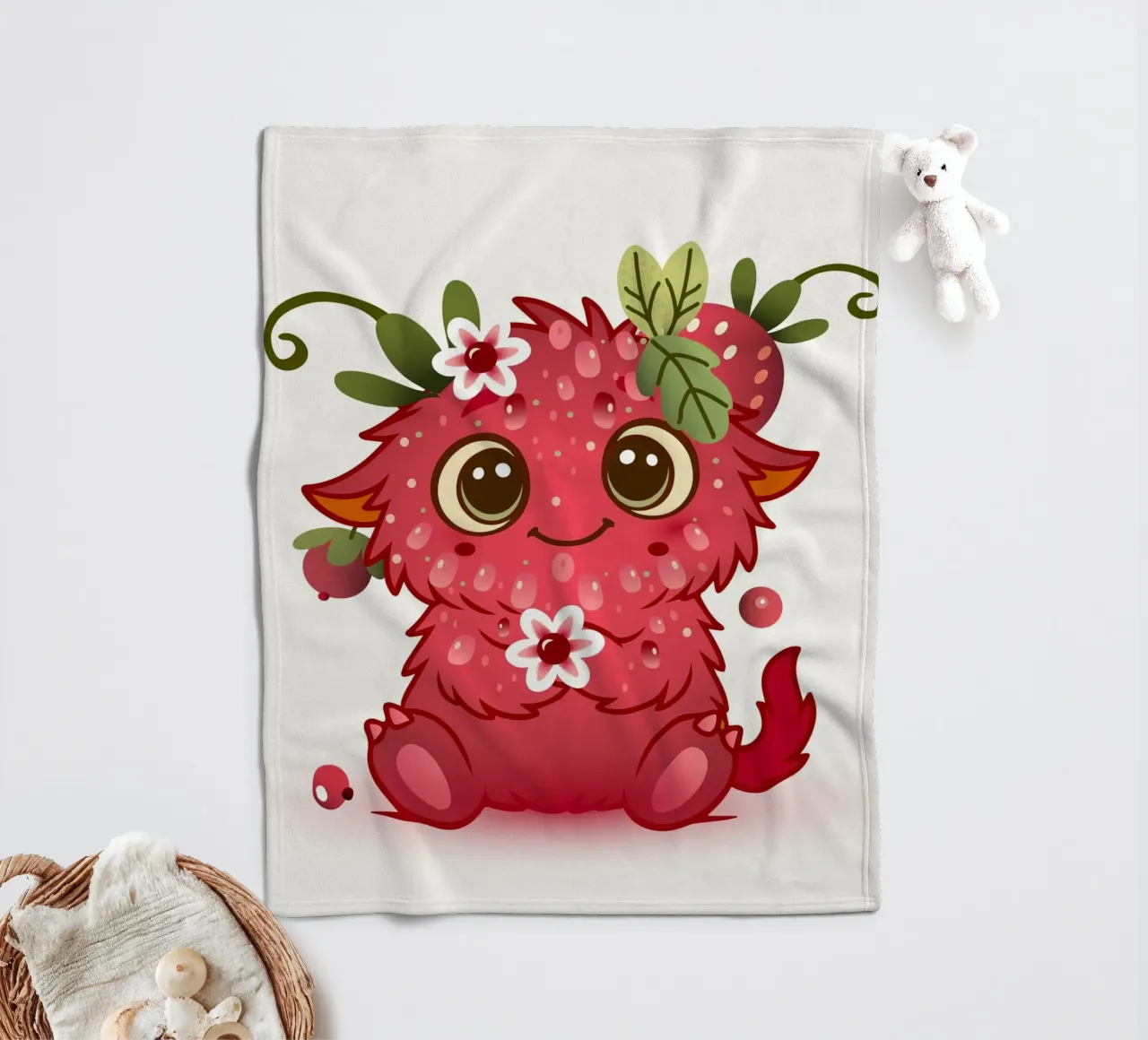 Simpatico mostro con design a lamponi coperta in pile da namosh