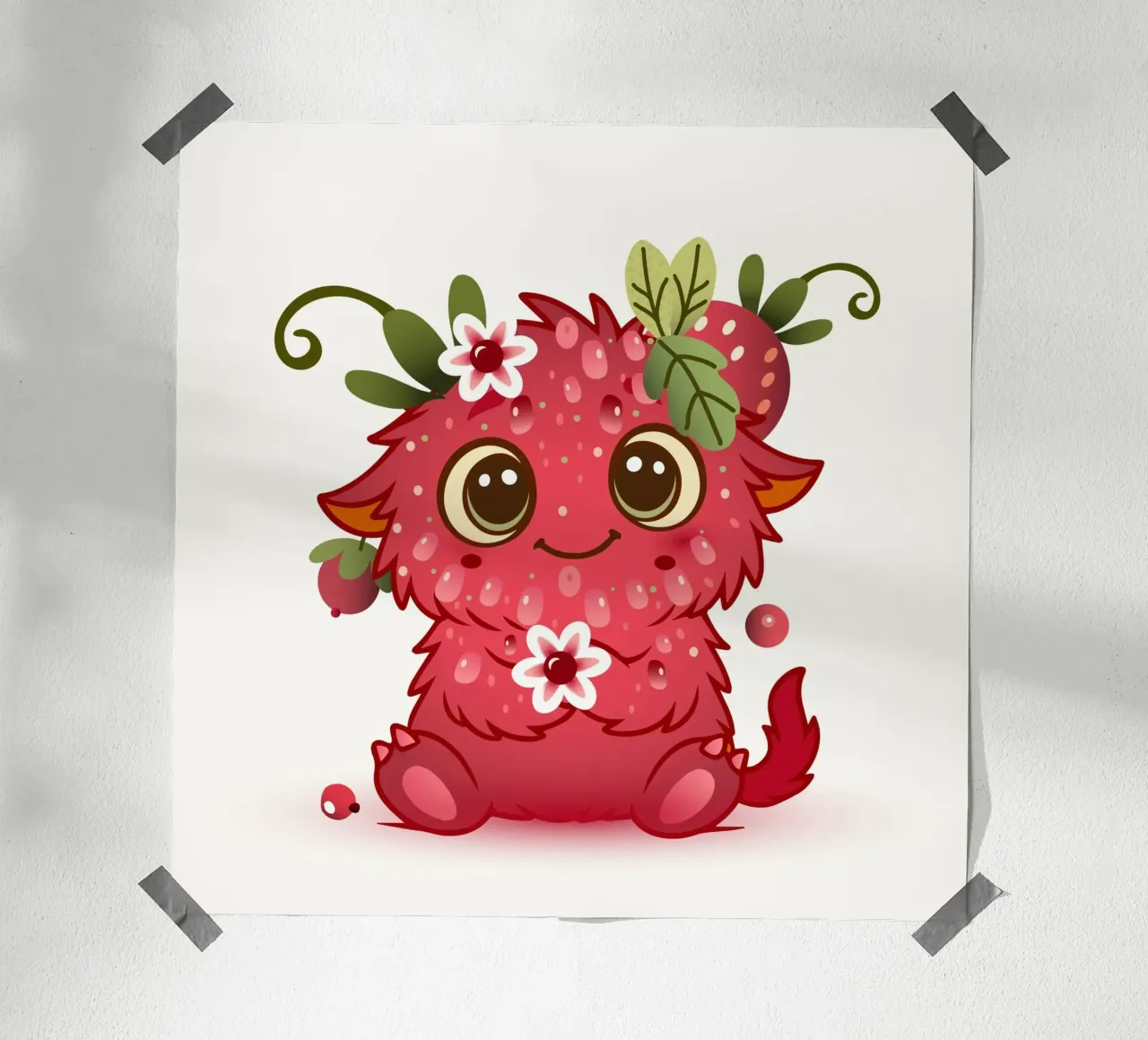 Simpatico mostro con design a lamponi carta hahnemühle da namosh