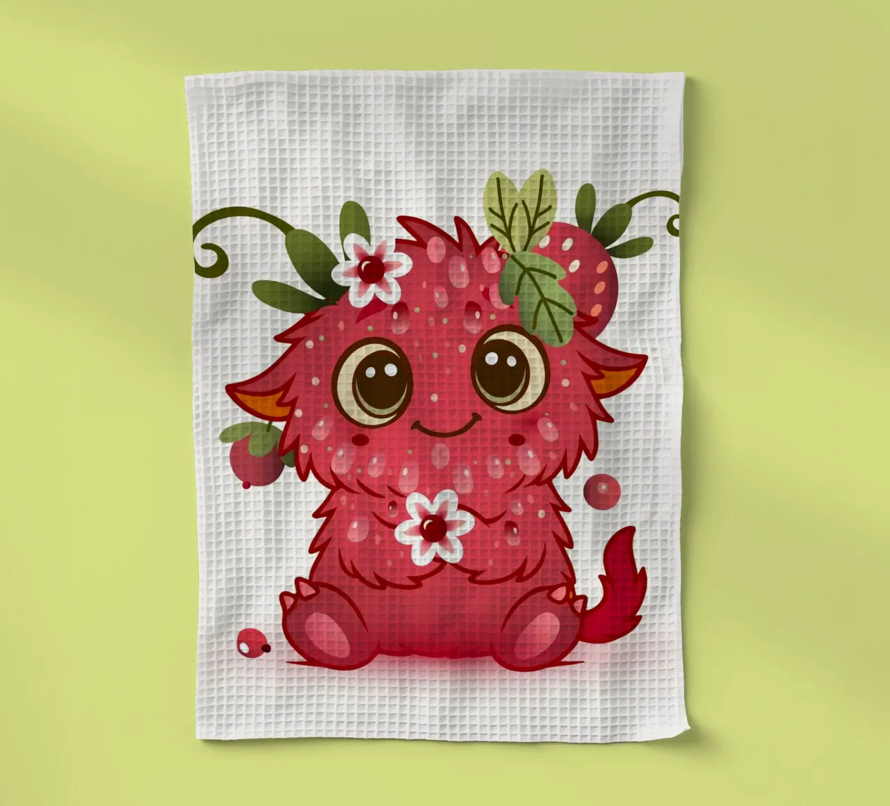 Simpatico mostro con design a lamponi canovaccio da cucina da namosh