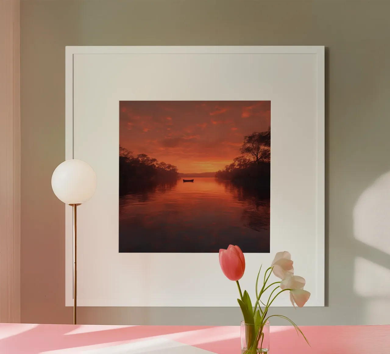 Orizzonte d'oro poster con telaio in legno da PhotoVibe Decor