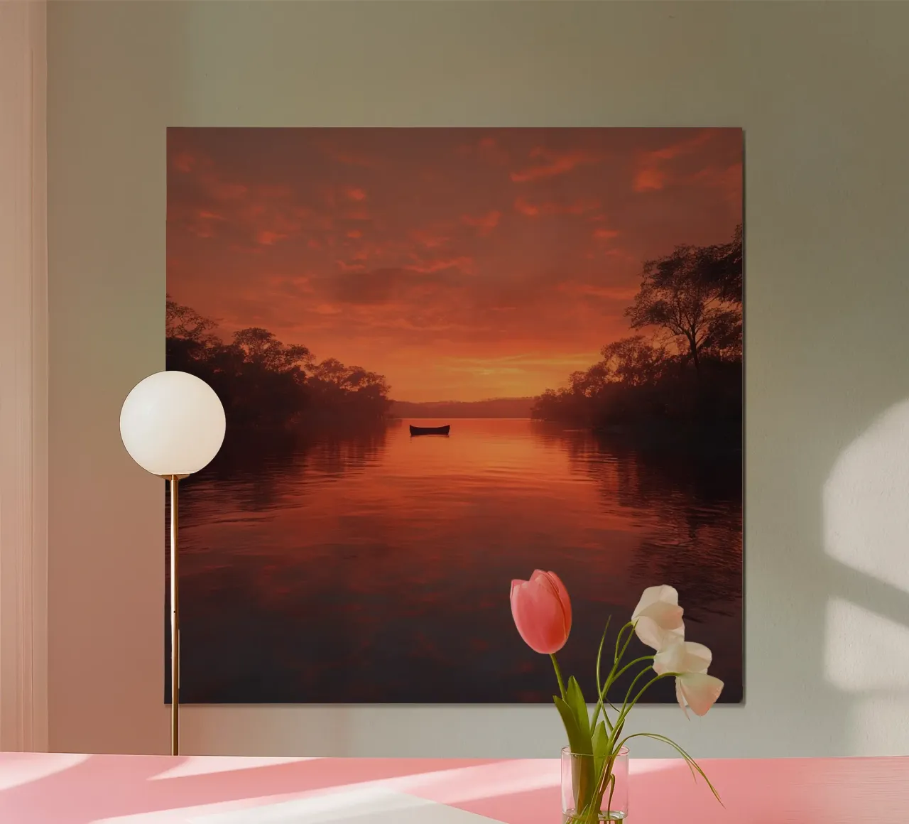 Orizzonte d'oro poster con telaio in legno da PhotoVibe Decor