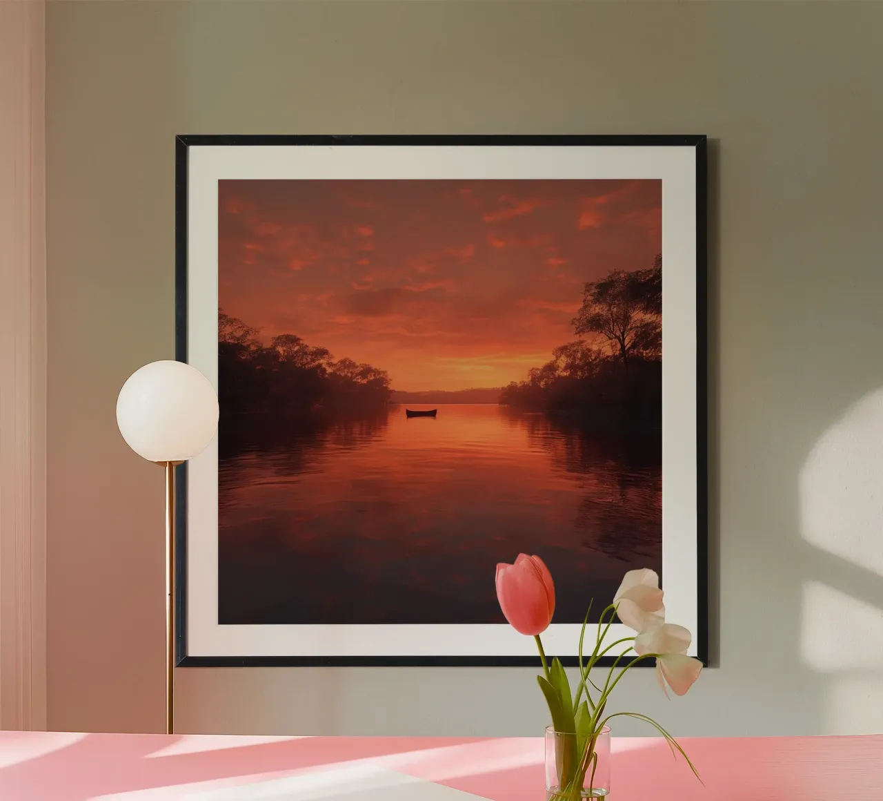 Orizzonte d'oro poster con telaio in legno da PhotoVibe Decor