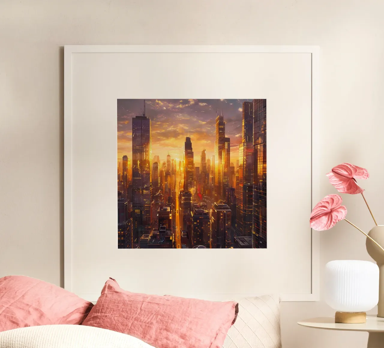 Orizzonte d'oro poster con telaio in alluminio da PhotoVibe Decor