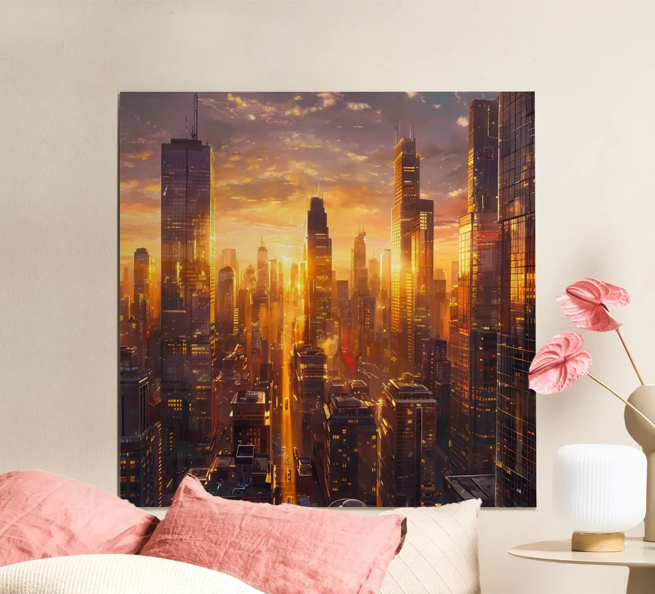 Orizzonte d'oro poster con telaio in alluminio da PhotoVibe Decor