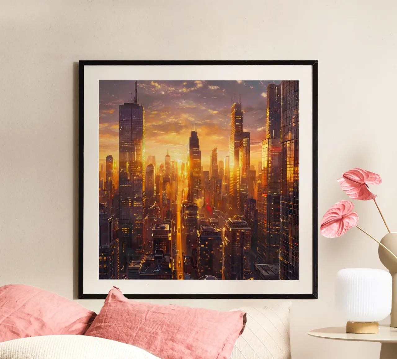 Orizzonte d'oro poster con telaio in alluminio da PhotoVibe Decor