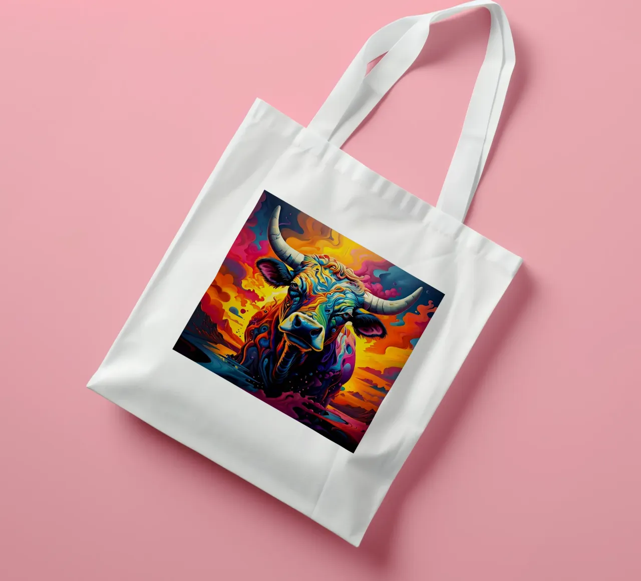 Mucca, stile_toro_J_1 borsa in juta da Tierisch bunt by LK