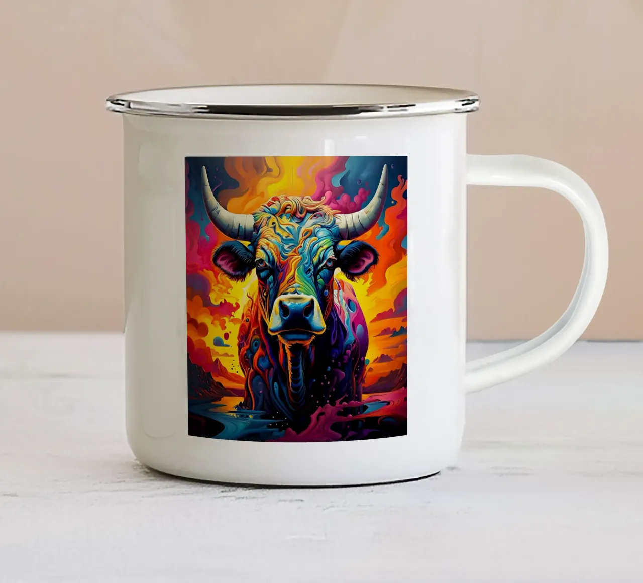 Mucca, stile_toro_J_1 tazza in smalto da Tierisch bunt by LK