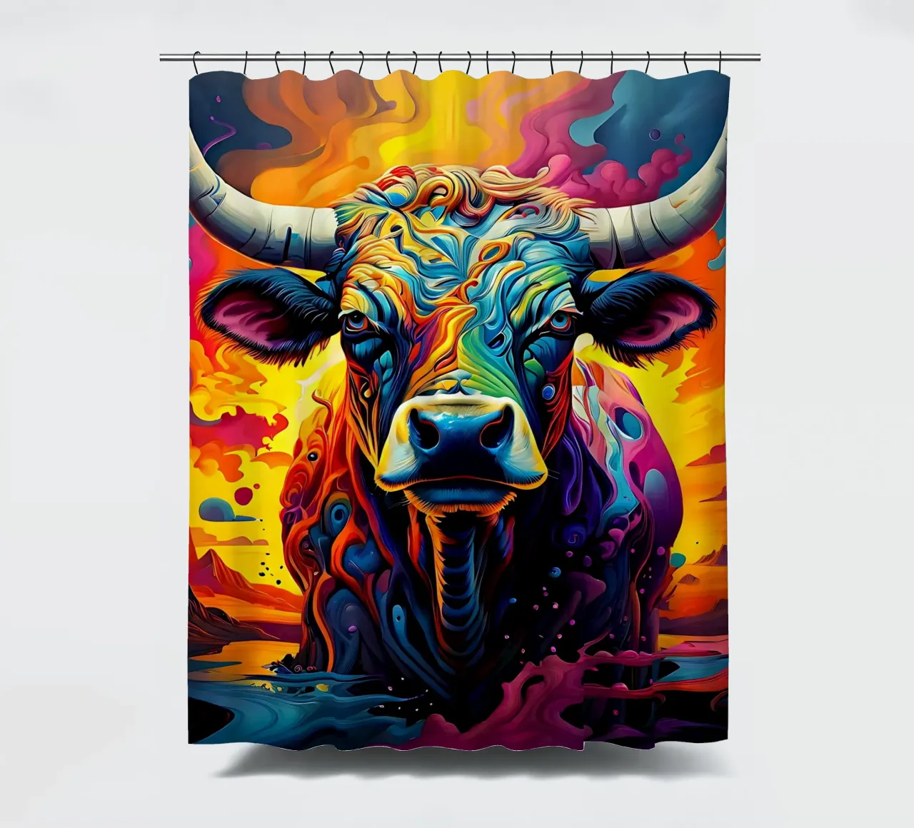 Mucca, stile_toro_J_1 tenda da doccia da Tierisch bunt by LK