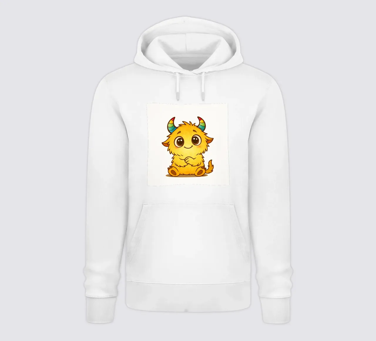 Simpatico mostro giallo con corna arcobaleno felpa con cappuccio da namosh