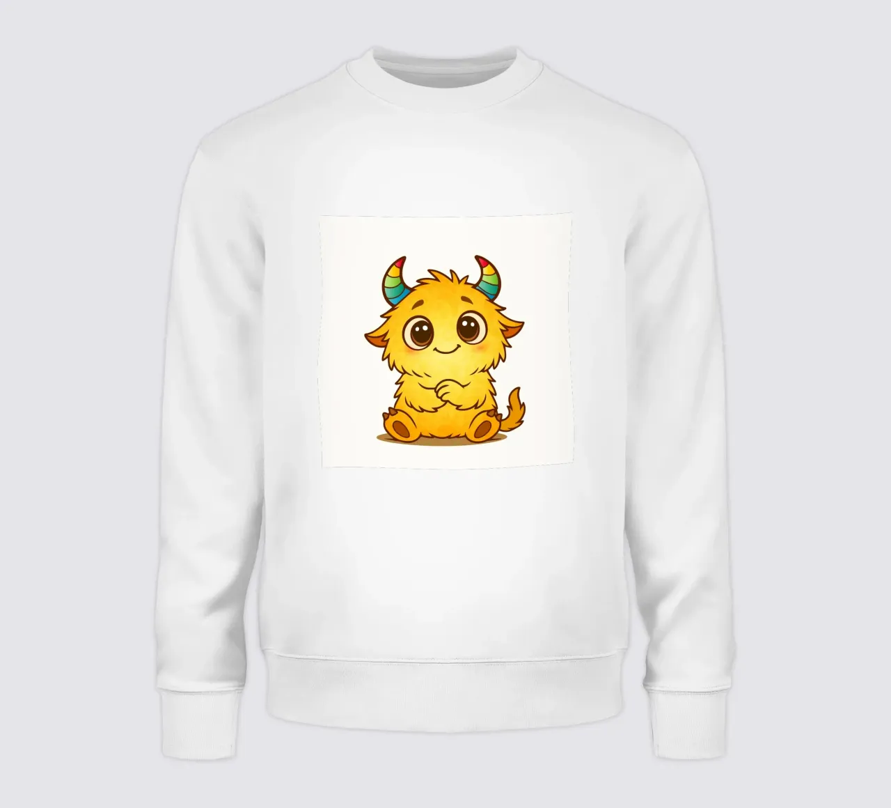 Gentil monstre jaune avec des cornes arc-en-ciel sweat de namosh