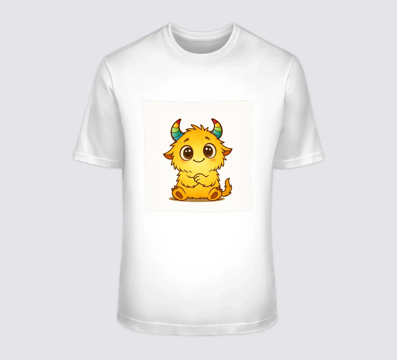 Simpatico mostro giallo con corna arcobaleno t-shirt da namosh