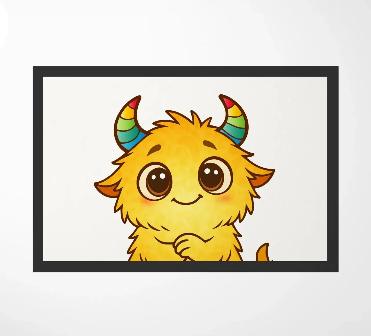 Simpatico mostro giallo con corna arcobaleno zerbino da namosh