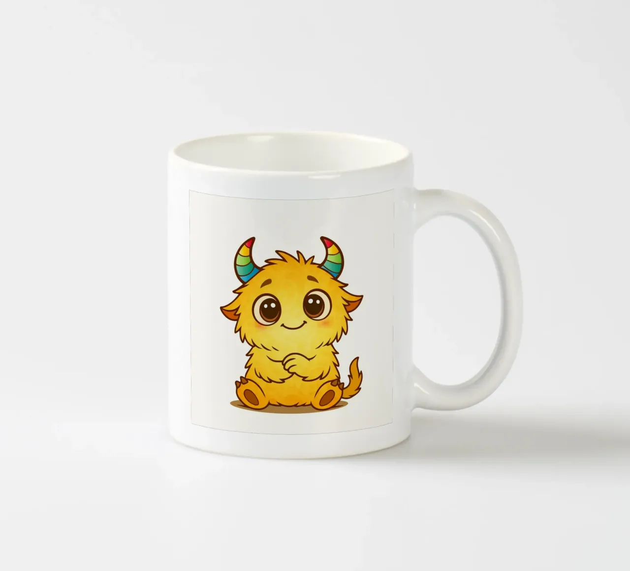 Simpatico mostro giallo con corna arcobaleno tazza in ceramica da namosh