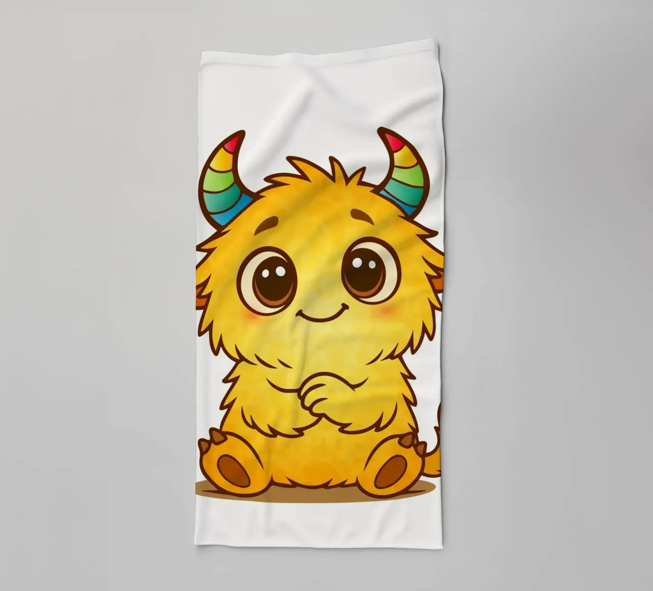Simpatico mostro giallo con corna arcobaleno asciugamano da bagno da namosh
