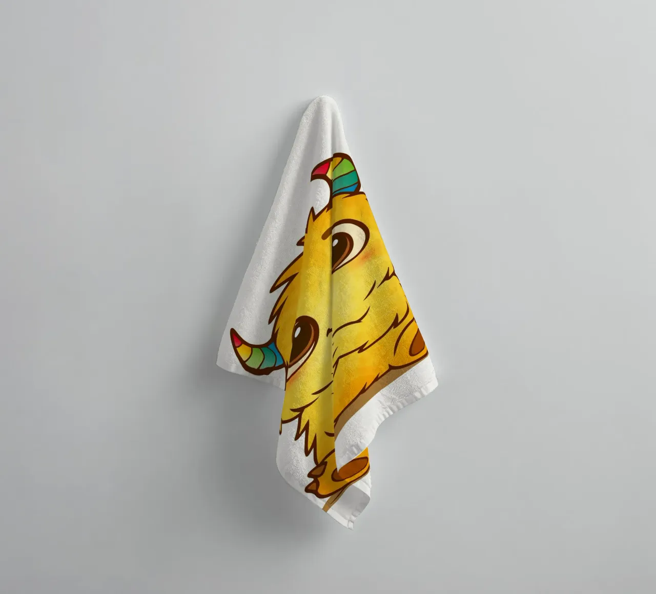 Simpatico mostro giallo con corna arcobaleno asciugamano da bagno da namosh
