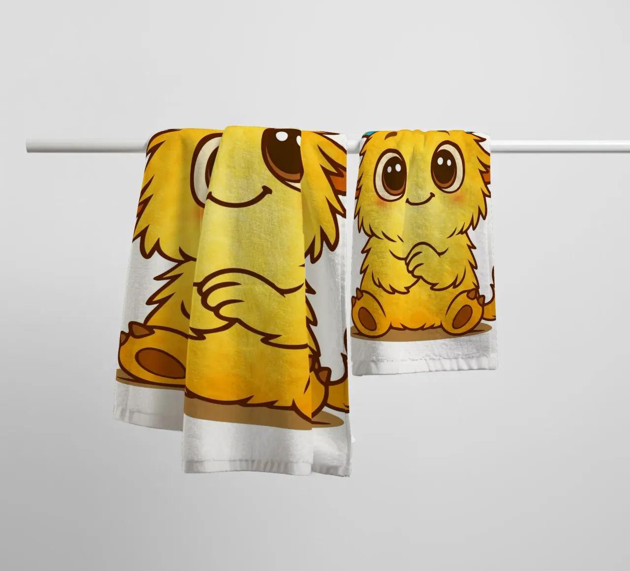 Simpatico mostro giallo con corna arcobaleno asciugamano da bagno da namosh