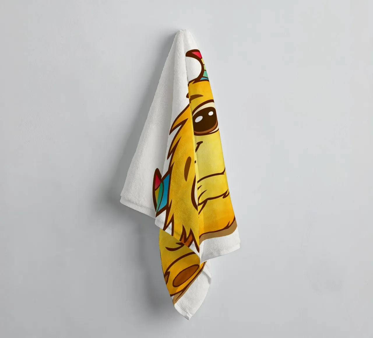 Simpatico mostro giallo con corna arcobaleno asciugamano da bagno da namosh