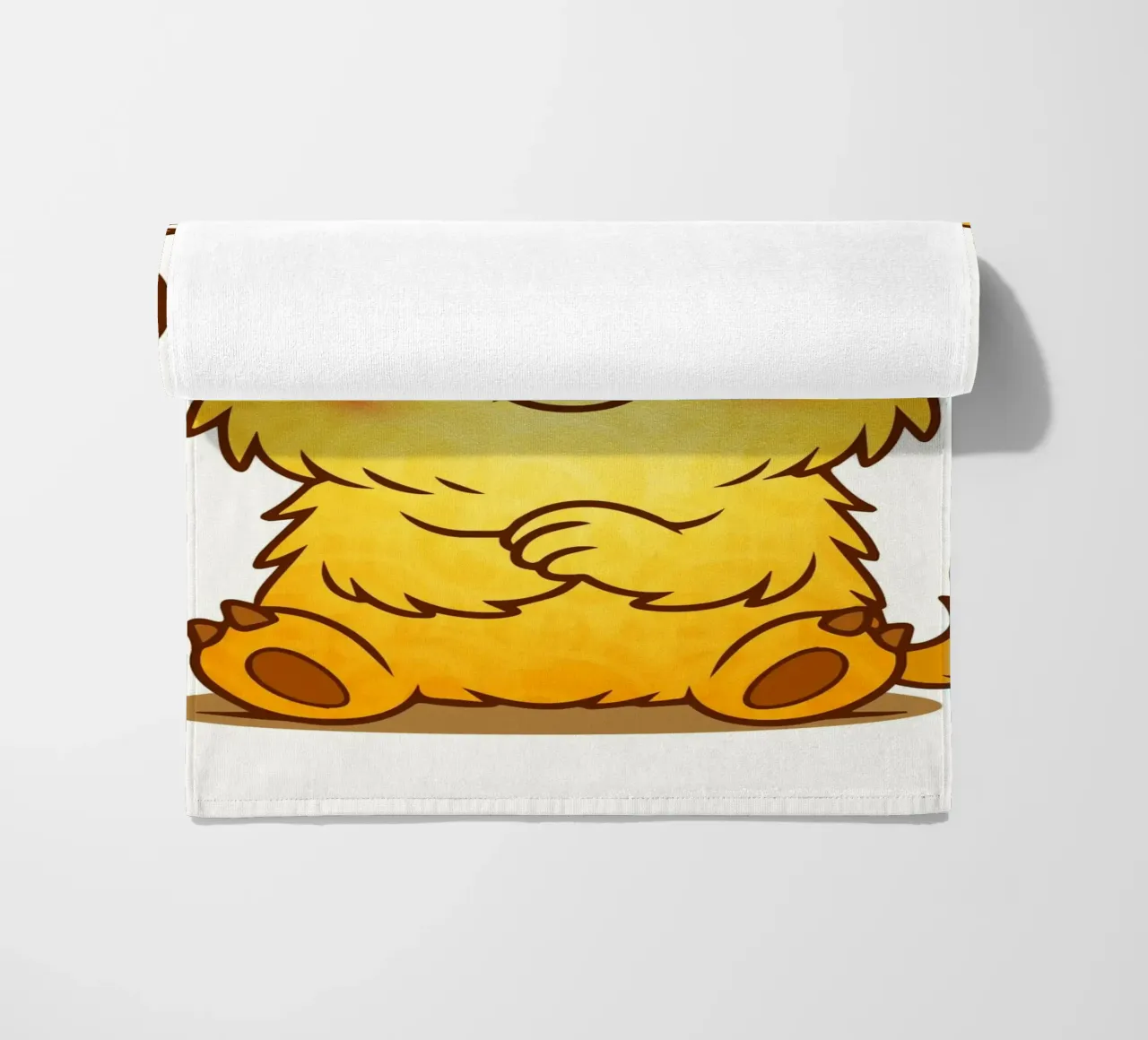 Simpatico mostro giallo con corna arcobaleno telo mare da namosh