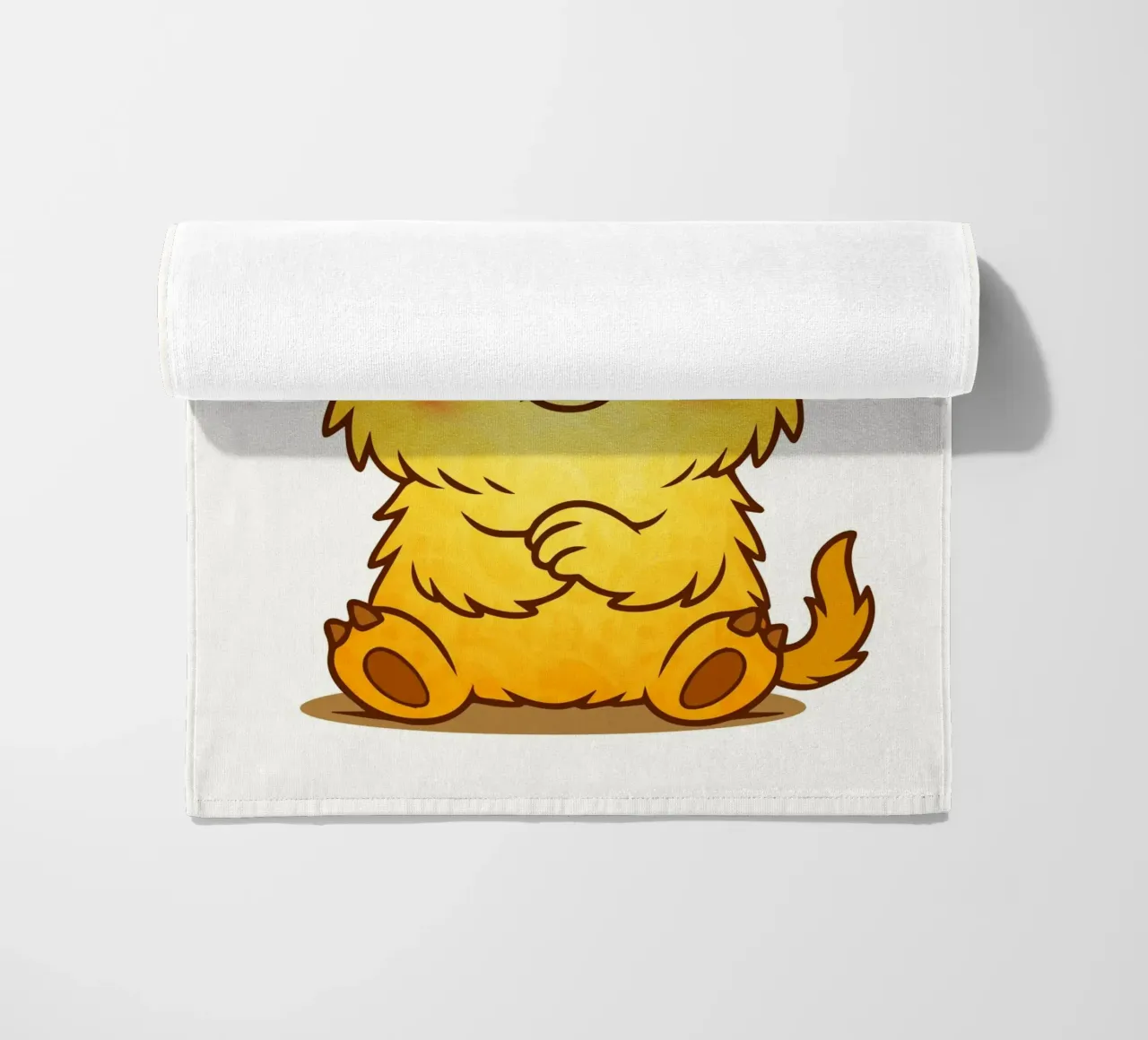 Simpatico mostro giallo con corna arcobaleno telo mare da namosh