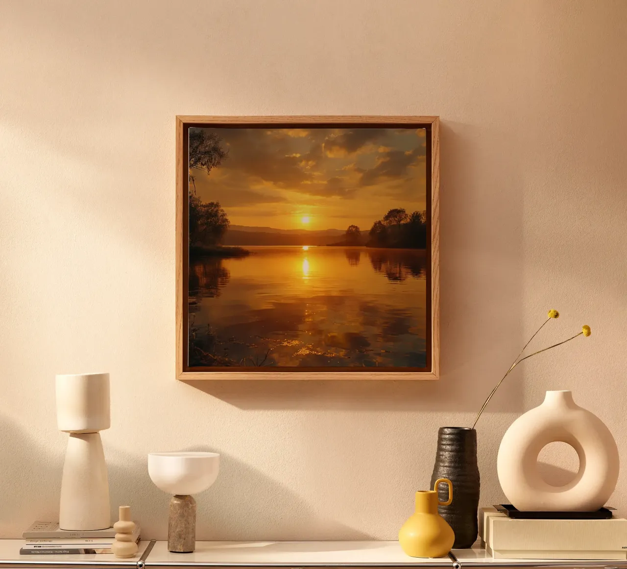 Orizzonte d'oro tela con Cornice a cassetta da PhotoVibe Decor