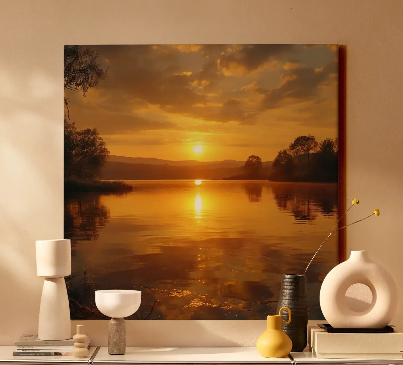 Orizzonte d'oro tela con Cornice a cassetta da PhotoVibe Decor