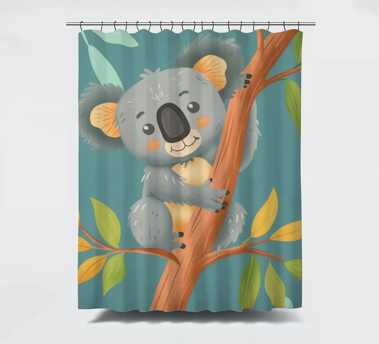 Simpatico koala che si riposa su un ramo circondato dalla vegetazione tenda da doccia da DesignDoodle