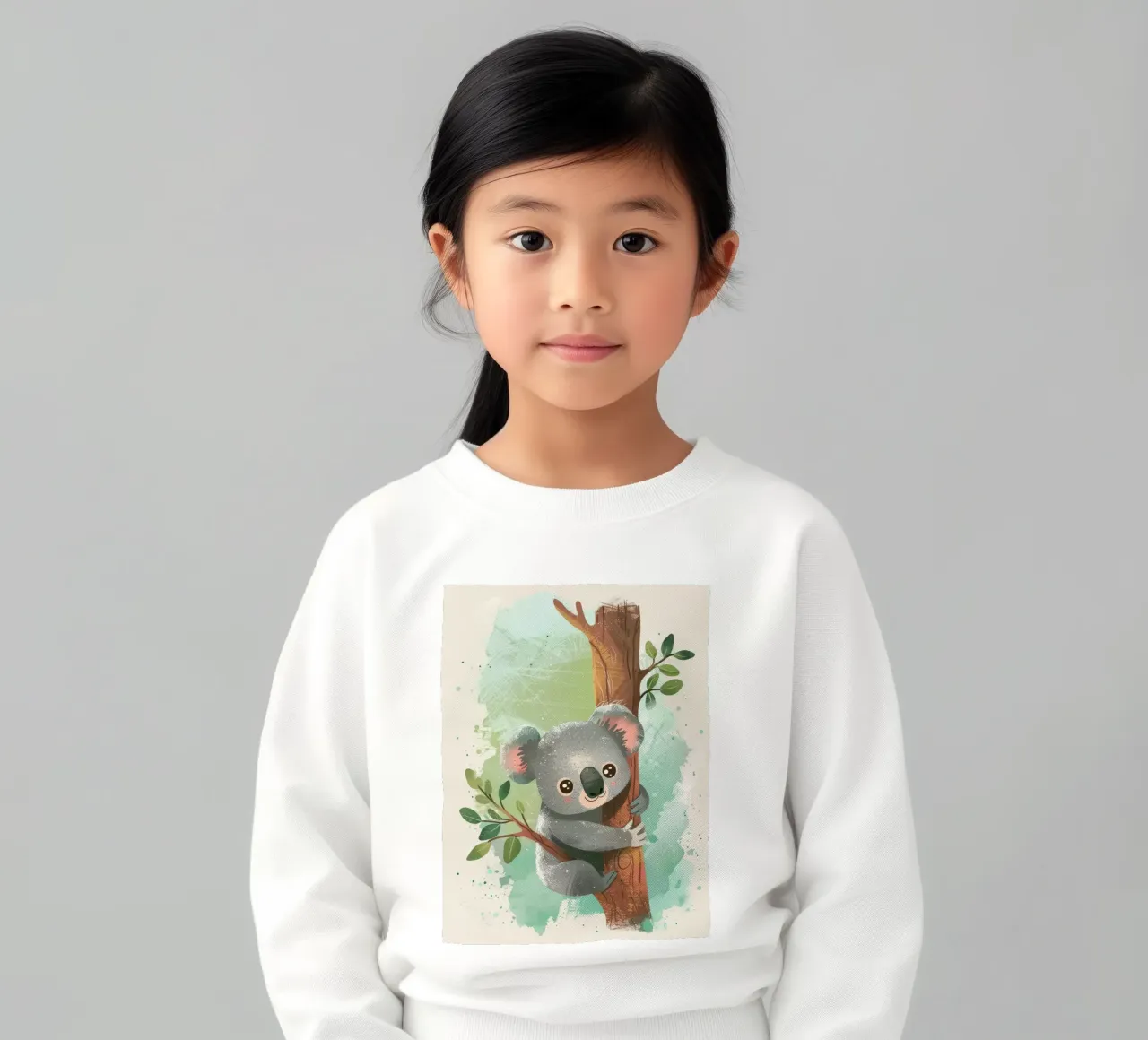 Simpatico koala che si arrampica su un albero in un'opera d'arte stravagante felpa bambino da DesignDoodle