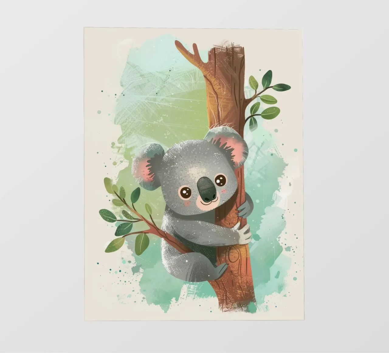 Mignon koala grimpant à un arbre dans une œuvre d'art fantaisiste bâche pvc de DesignDoodle