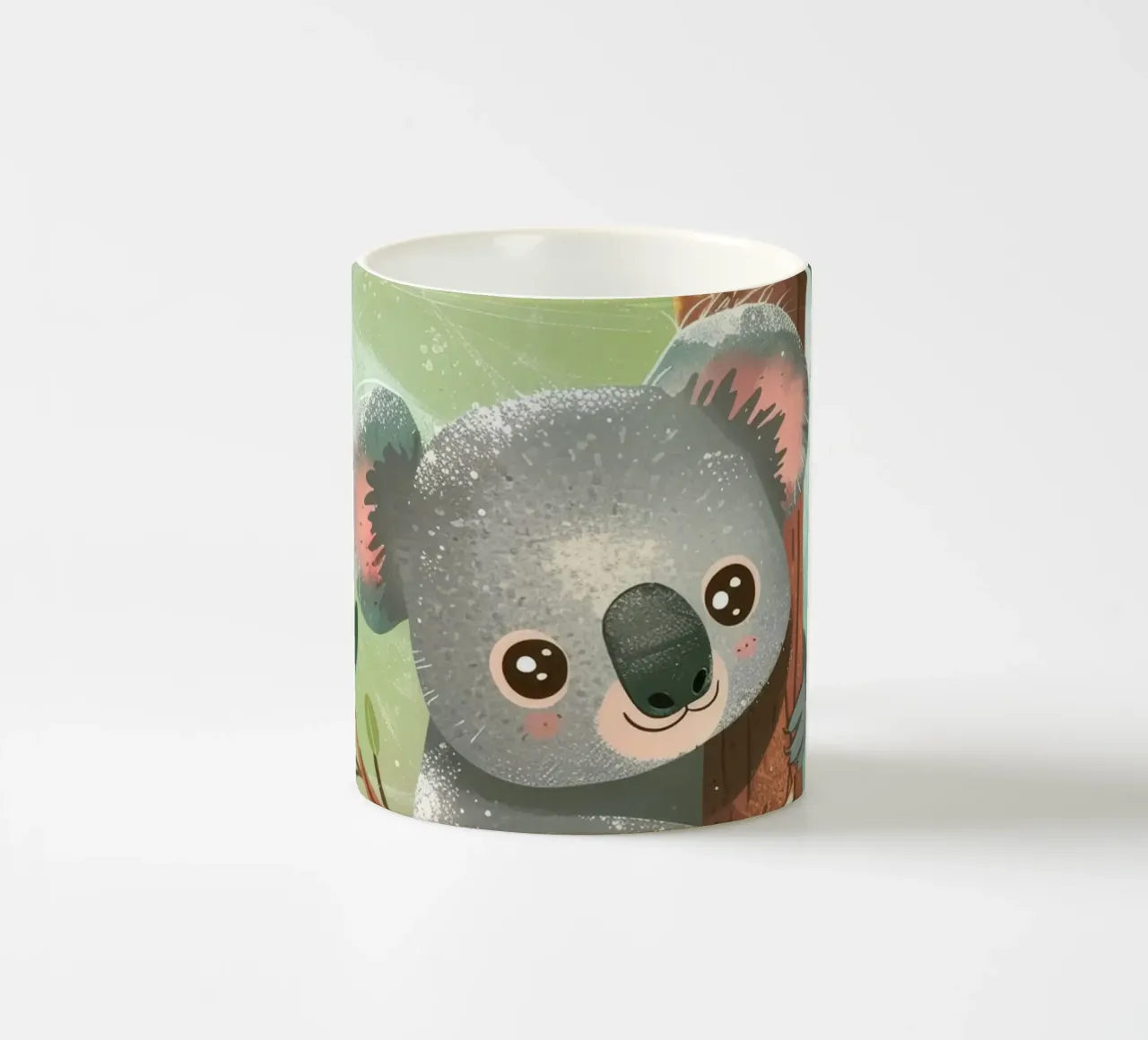 Mignon koala grimpant à un arbre dans une œuvre d'art fantaisiste mug en céramique de DesignDoodle
