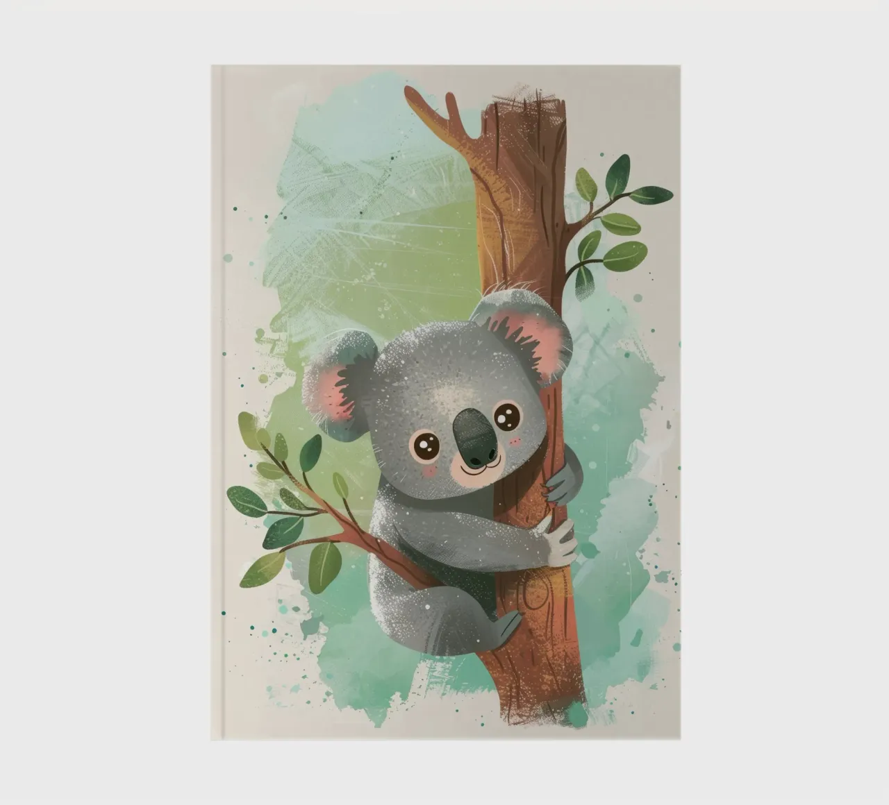 Mignon koala grimpant à un arbre dans une œuvre d'art fantaisiste carnet de notes de DesignDoodle