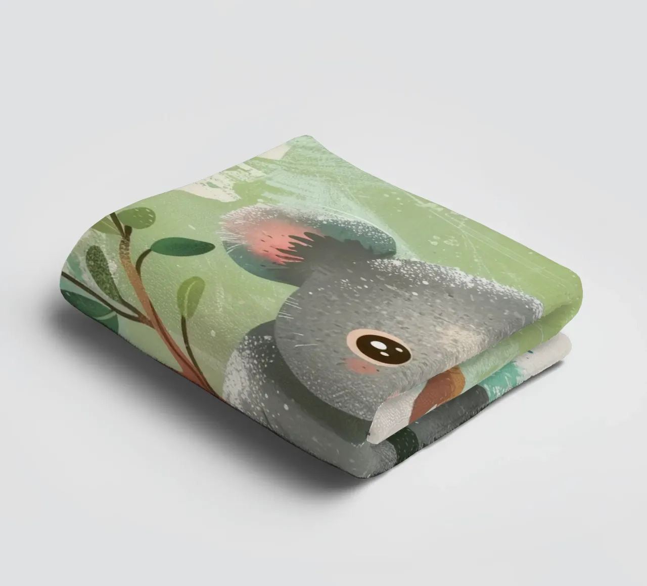 Mignon koala grimpant à un arbre dans une œuvre d'art fantaisiste serviette de bain de DesignDoodle