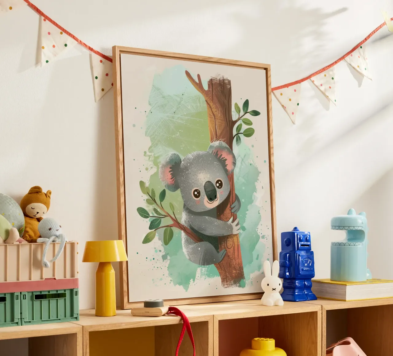 Mignon koala grimpant à un arbre dans une œuvre d'art fantaisiste plexiglas de DesignDoodle