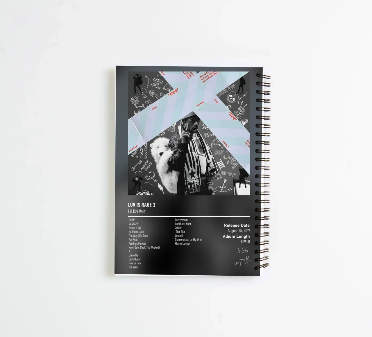 Luv Is Rage 2 (2017) by Lil Uzi Vert spiral notebook by DGUnder