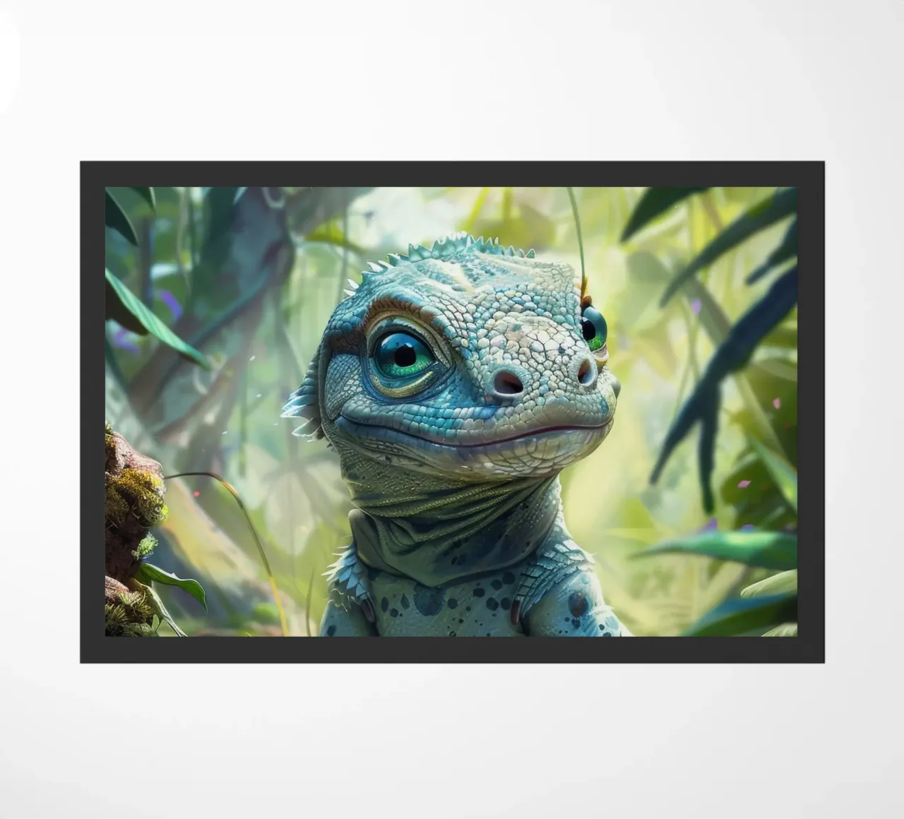 Komodo se reposant dans la verdure d'une forêt tropicale. paillasson de DesignDoodle