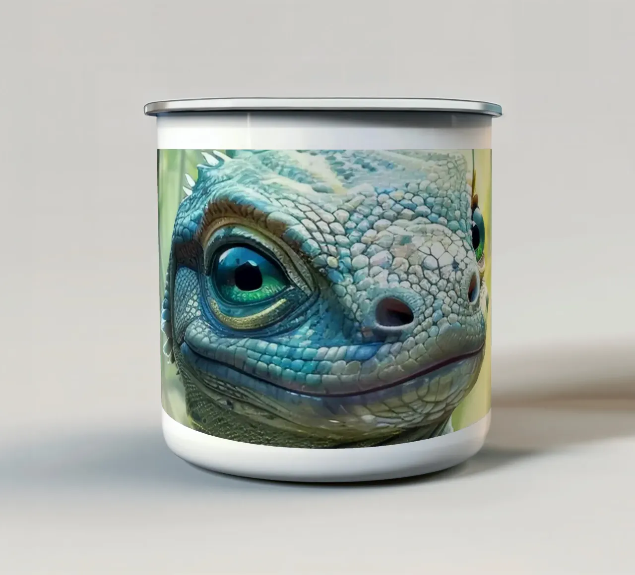 Komodo rust uit tussen weelderig groen in een tropisch regenwoud emaille mok van DesignDoodle
