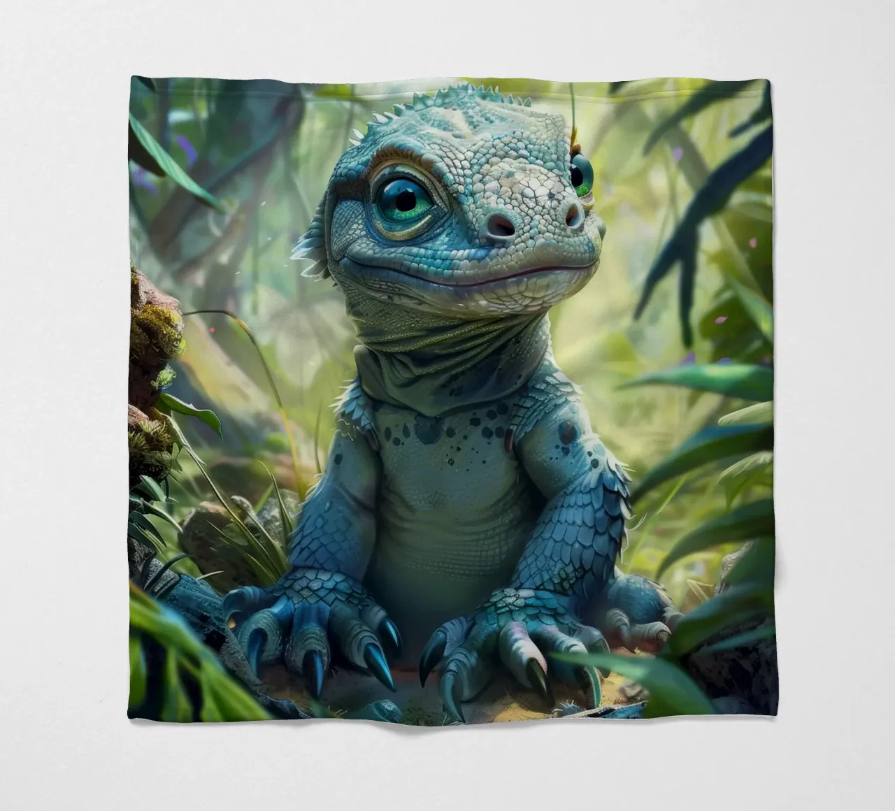 Komodo inmitten von üppigem Grün in einem tropischen Regenwald Fleecedecke von DesignDoodle