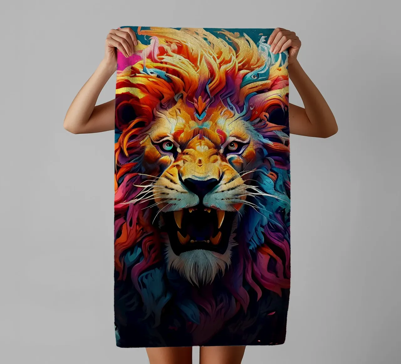 Lion_Style_J_1 towel by Tierisch bunt by LK