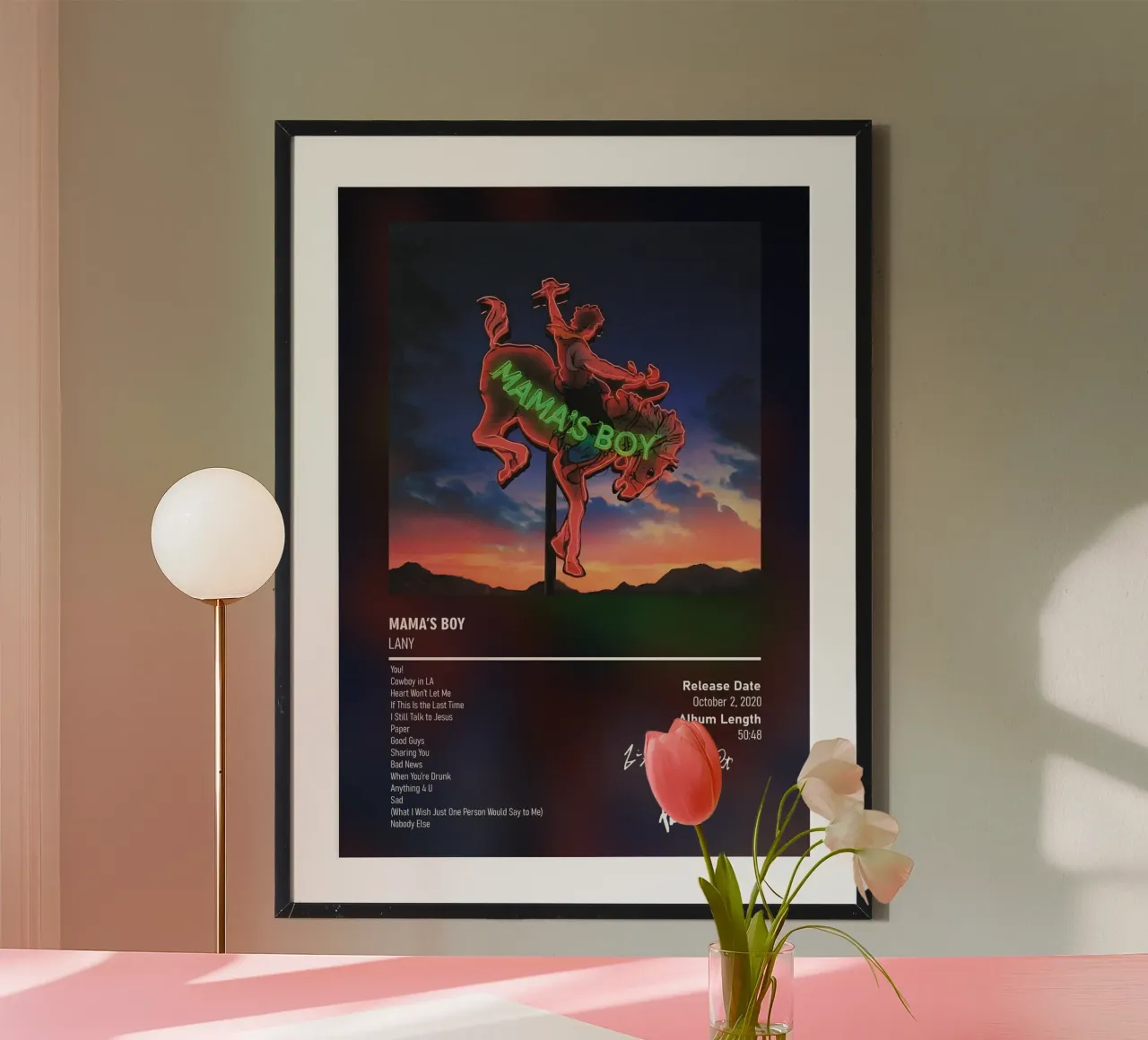 Mama’s Boy (2020) by LANY poster con telaio in plastica da DGUnder