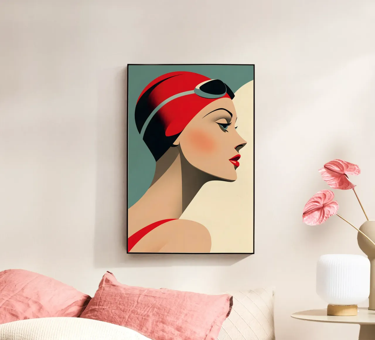 Vintage Bademode acryl van M-Ulrich-Digital Art