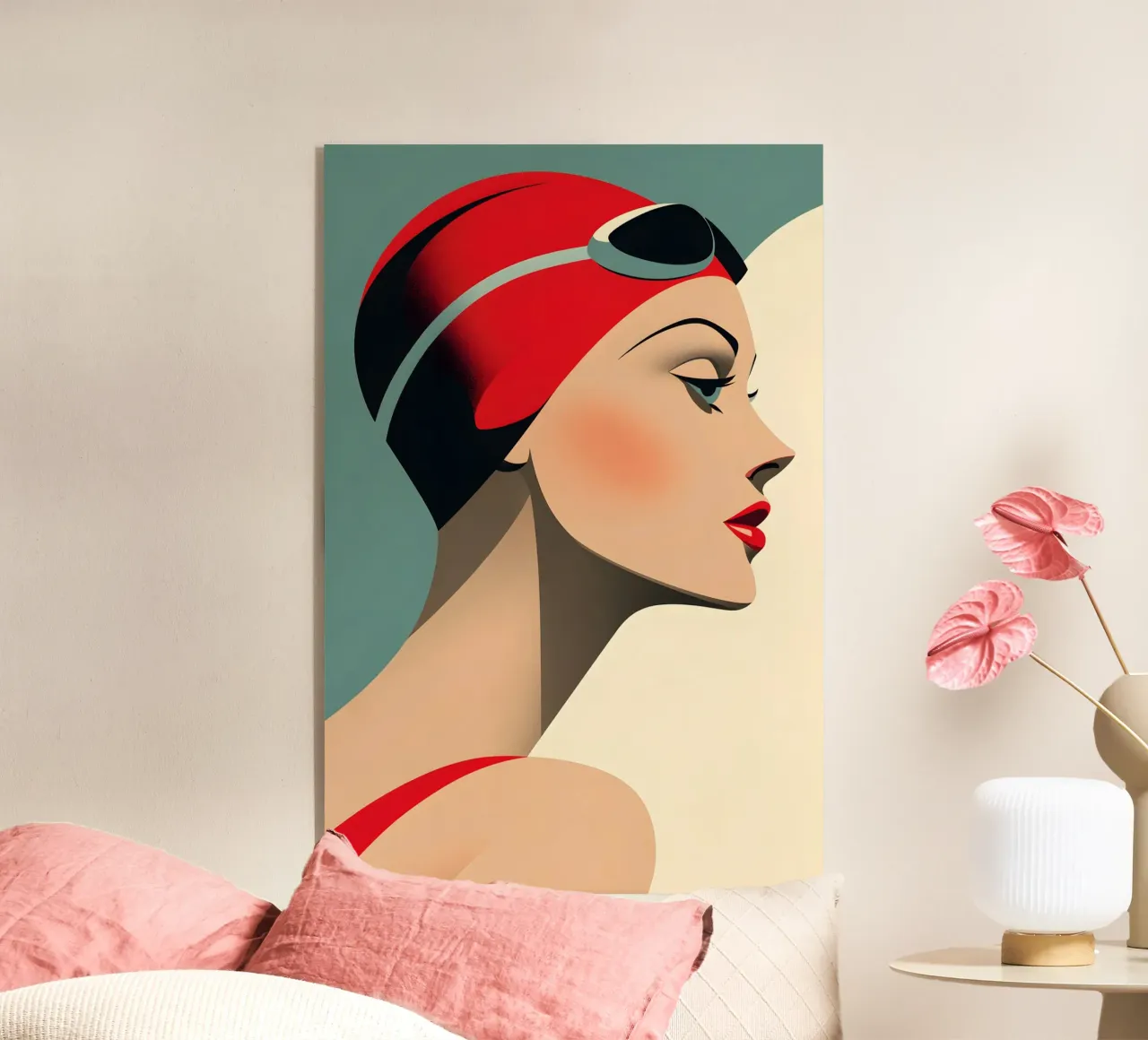 Vintage Bademode acryl van M-Ulrich-Digital Art