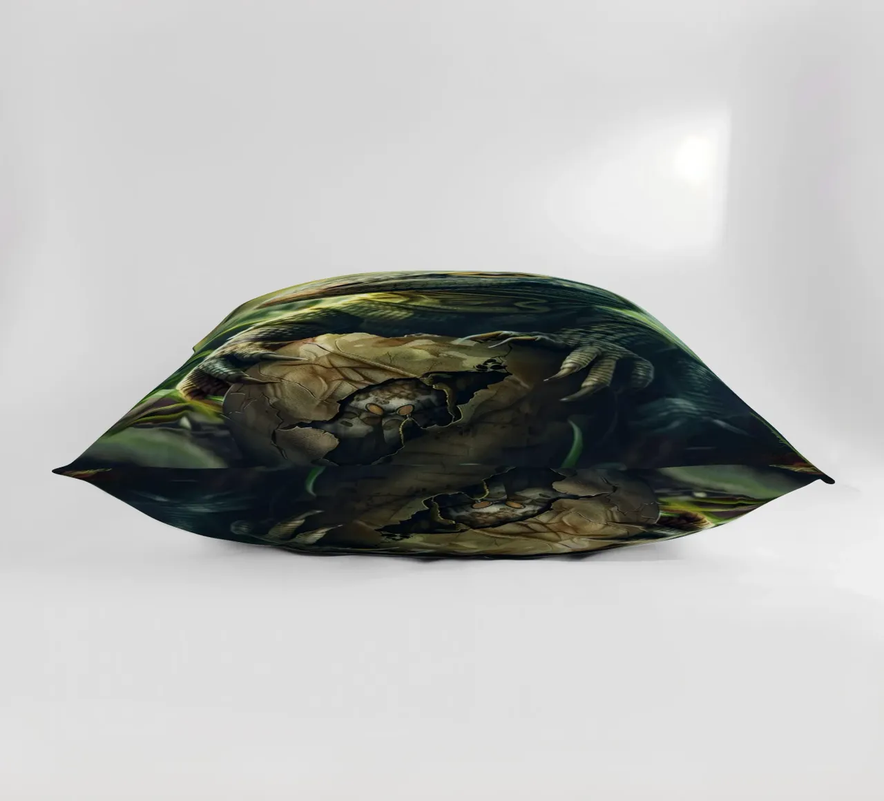 Komodo hatching from egg in a dense forest environment decorative cushion by DesignDoodle