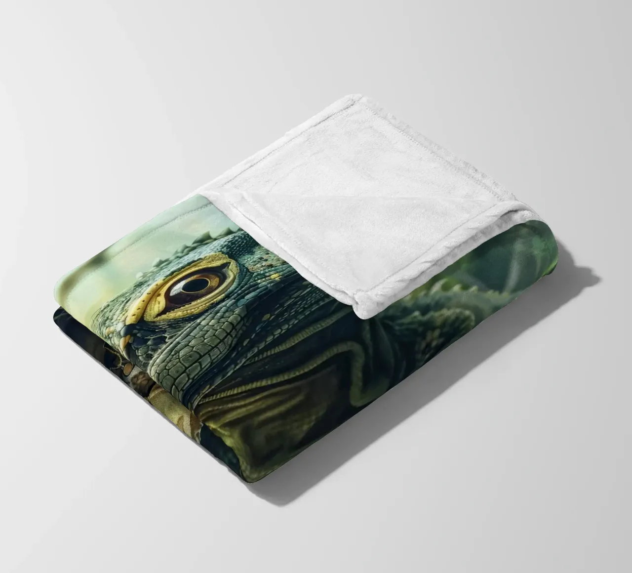Komodo hatching from egg in a dense forest environment fleece blanket by DesignDoodle