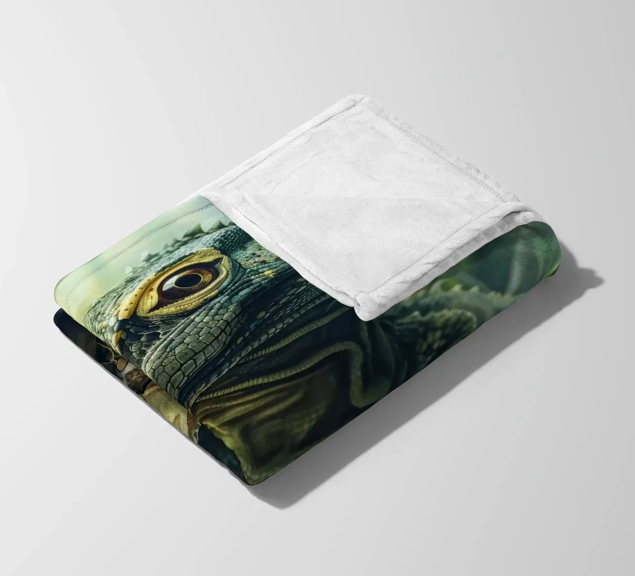 Komodo hatching from egg in a dense forest environment fleece blanket by DesignDoodle