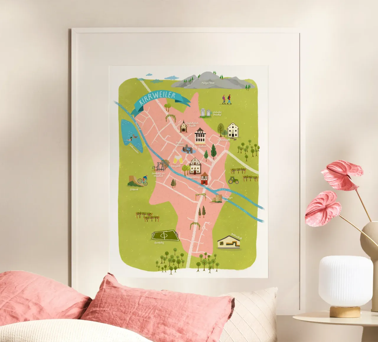 Kirrweiler in Renania-Palatinato Mappa poster da DYDesign