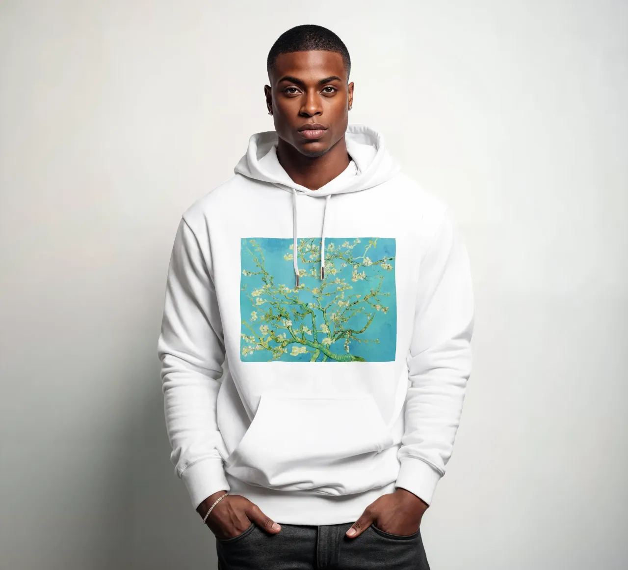 Mandorlo in fiore (1890) di Vincent van Gogh felpa con cappuccio da Van Gogh Prints