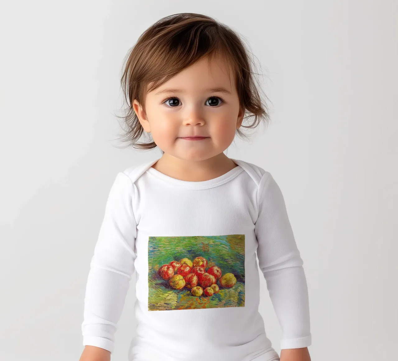 Apples (c. 1887) by Vincent van Gogh long-sleeve baby romper by Van Gogh Prints