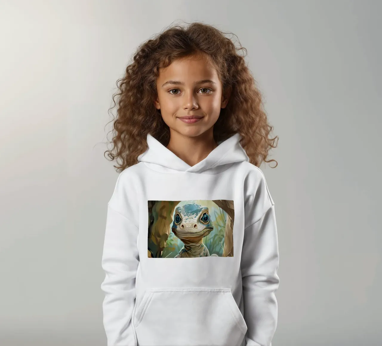 Komodo émergeant d'un abri rocheux dans un habitat verdoyant sweat à capuche enfant de DesignDoodle