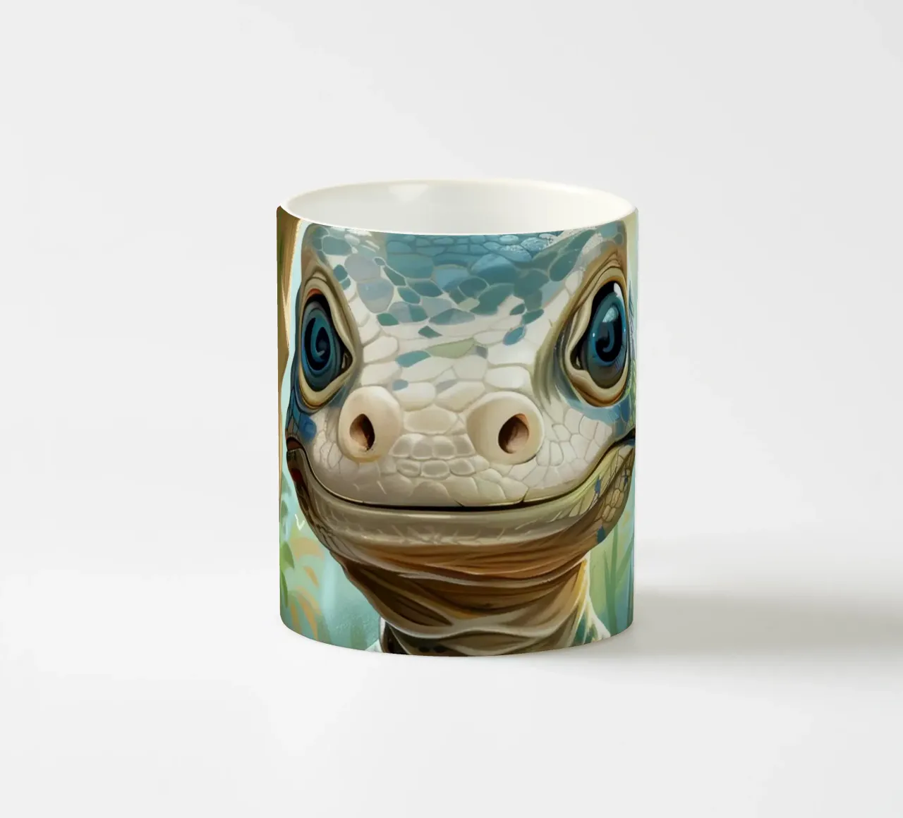 Komodo émergeant d'un abri rocheux dans un habitat verdoyant mug en céramique de DesignDoodle